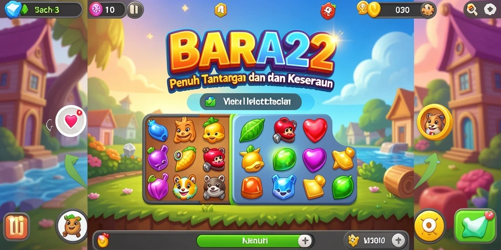 Tampilan gameplay seru di BARA22 dengan mekanik Match-3 yang menarik.