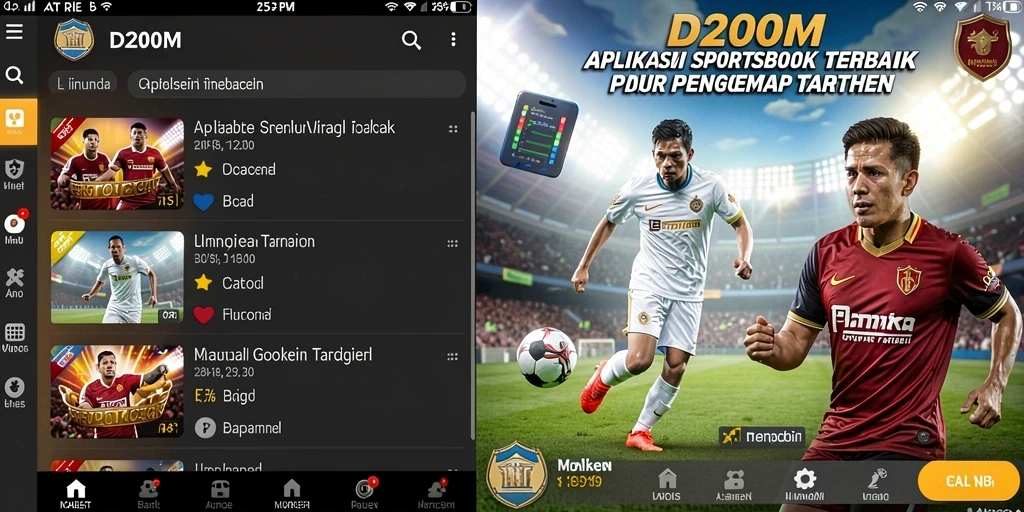 Tampilan antarmuka pengguna D200M saat melakukan taruhan olahraga.