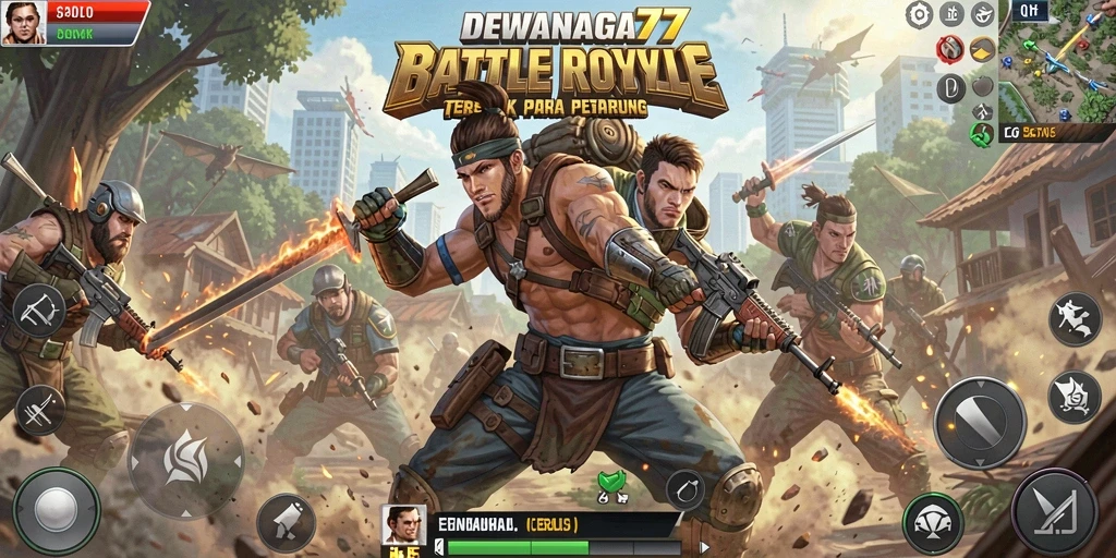 Screenshot menunjukkan aksi pertempuran hebat dalam DEWANAGA77.
