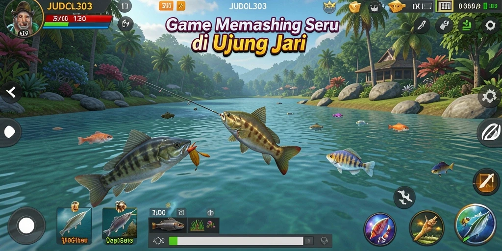 Tampilan gameplay memancing yang mendebarkan di JUDOL303.