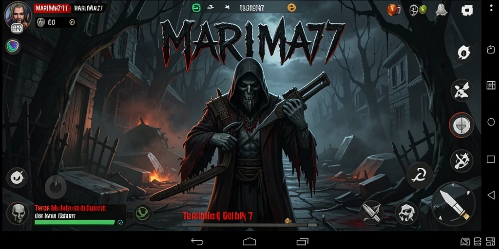 Tangkapan layar gameplay menyeramkan dari MARIMA77 dengan suasana gelap yang menegangkan.