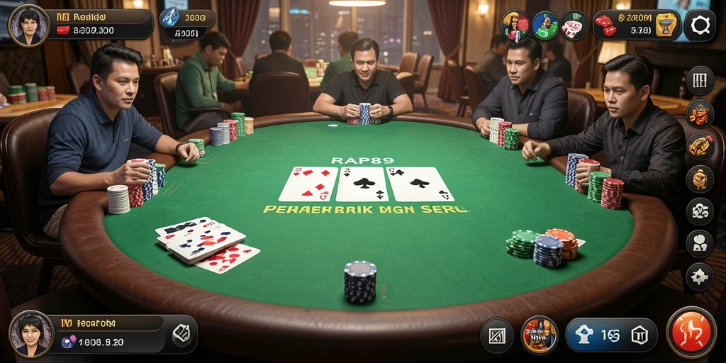 Tampilan menarik dari gameplay Poker di RAP89.