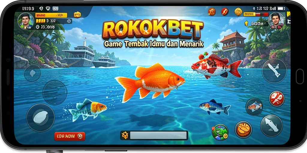 Screenshot gameplay ROKOKBET yang menampilkan pengalaman menembak ikan.