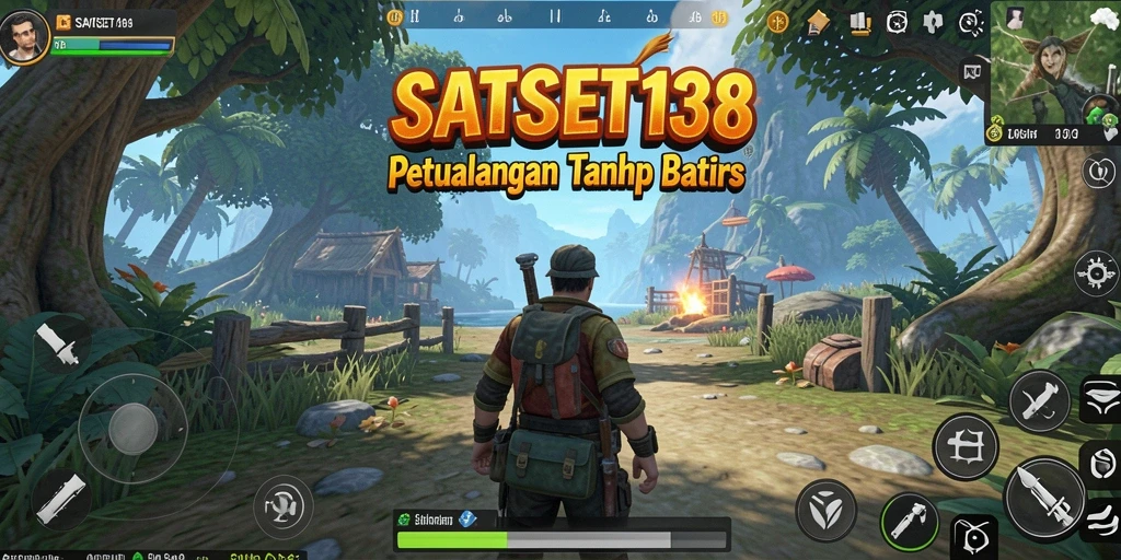 Screenshot gameplay SATSET138 menampilkan eksplorasi dunia terbuka yang luas.