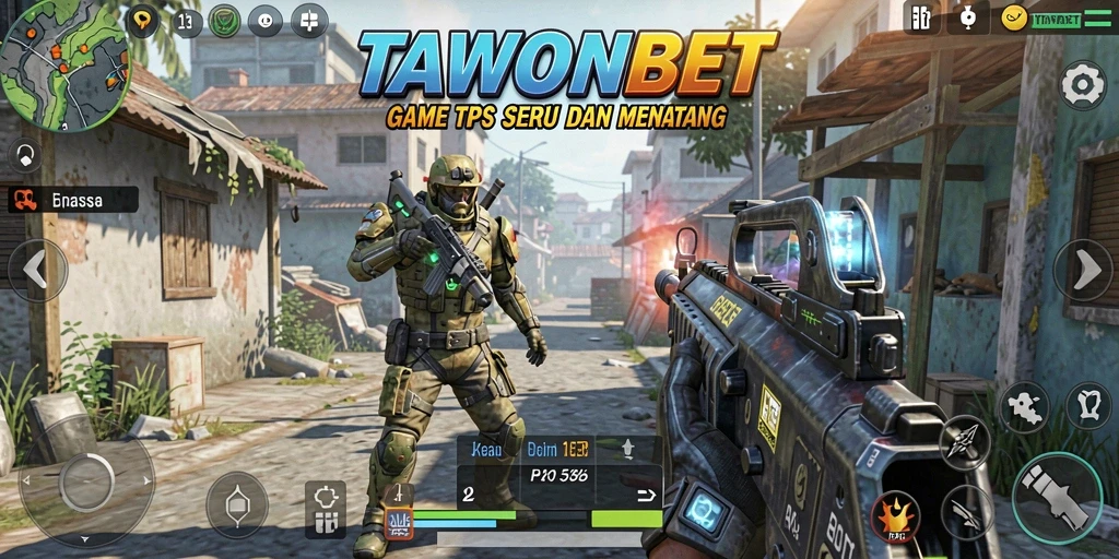 Screenshot gameplay TAWONBET menunjukkan aksi menegangkan di arena pertempuran.