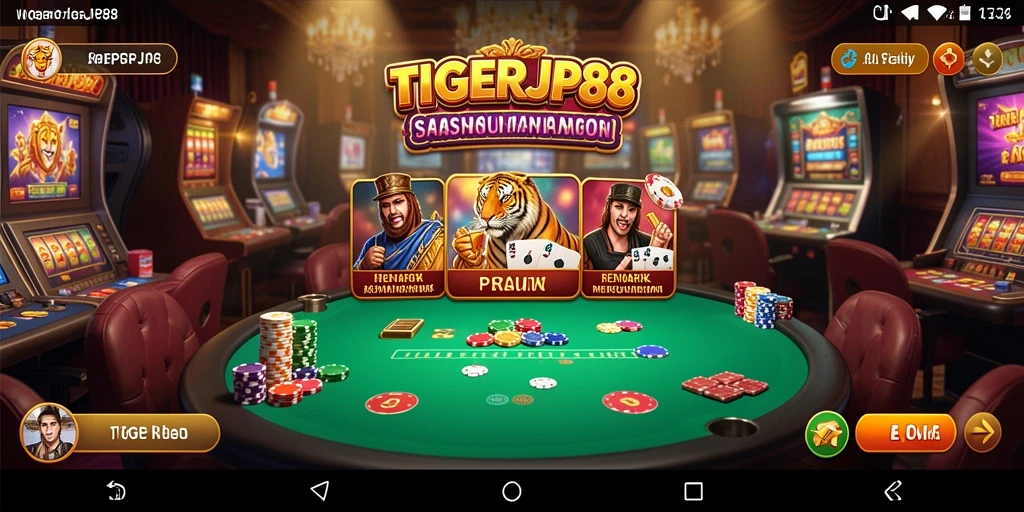Tampilan gameplay TIGERJP88 dengan pengalaman kasino yang mendebarkan.