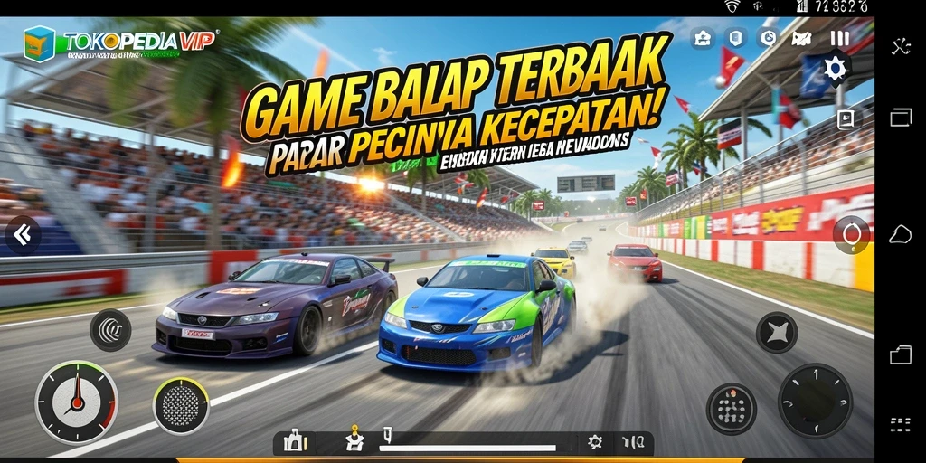 Screenshot gameplay TOKOPEDIAVIP yang menunjukkan aksi balapan mendebarkan.