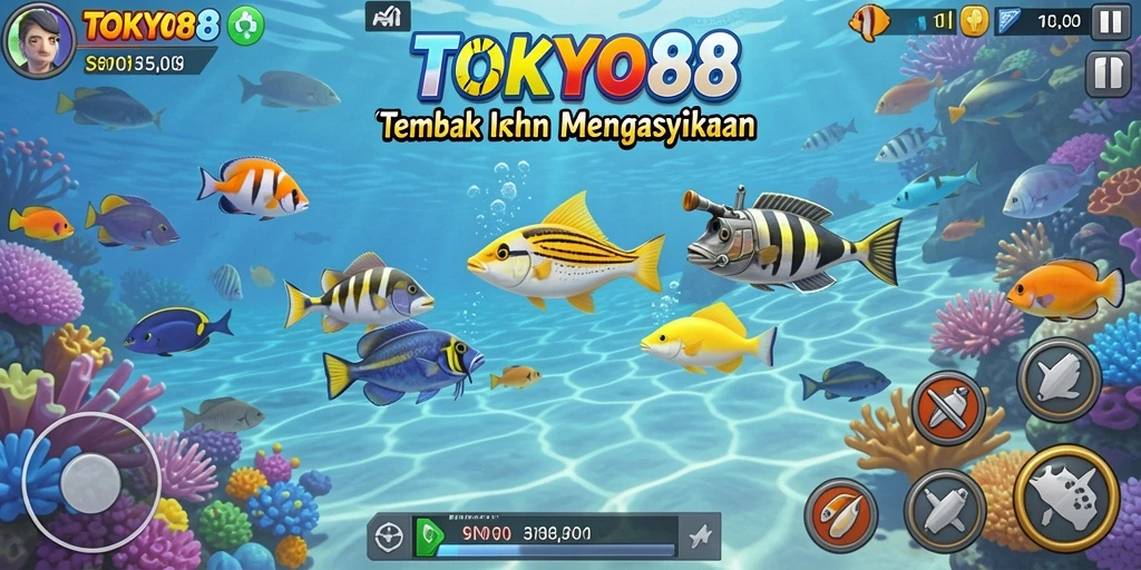 Tampilan gameplay menembak ikan yang menarik dan penuh warna di TOKYO88.