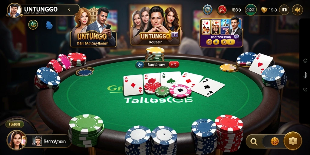 Screenshot UNTUNGGO menunjukkan pemain sedang asyik bermain poker.